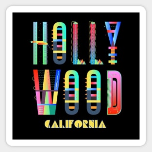 Hollywood, California - Cool Funky Cali Colorful - Sticker